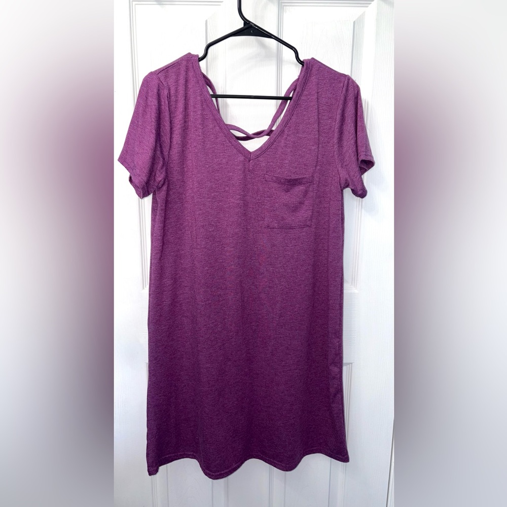 Yelete Purple Backless Short Sleeve Dress  (USED)